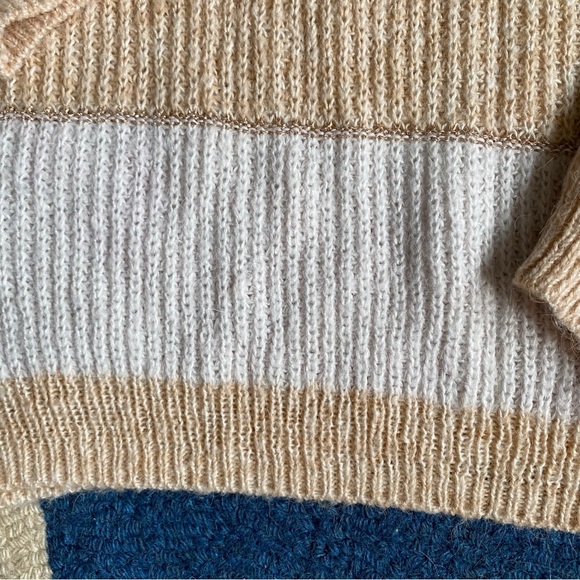 🍂 ONLY IVORY TAN METALLIC STRIPE CHUNKY KNIT SWEATER! - Picture 11 of 16